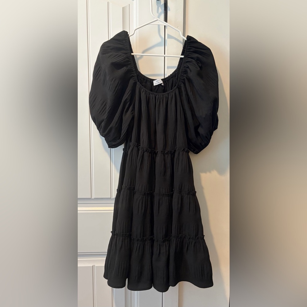 Zoco Black Puff Sleeve Mini Dress